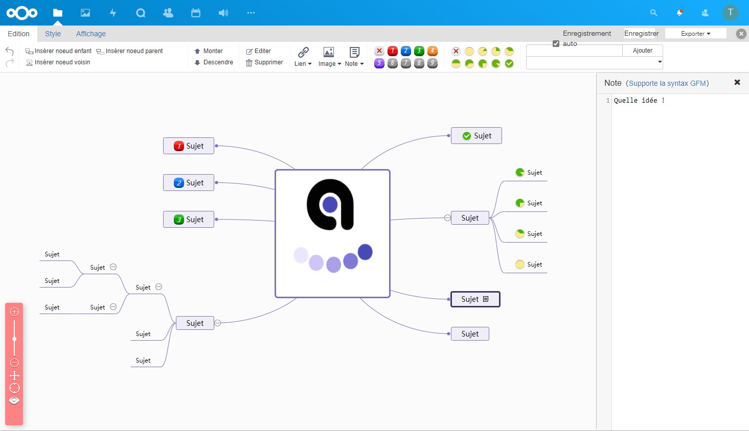 MindMap Nextcloud Zaclys cloud