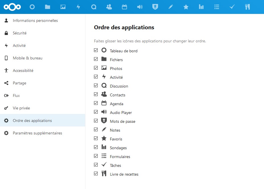 App order Nextcloud Zaclys cloud