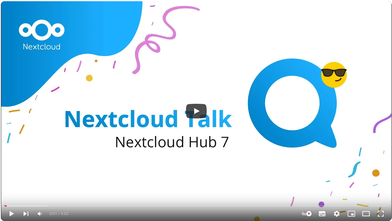 Cloud Nextcloud Talk tchat Zaclys vidéo de présentation Nextcloud Hub 7